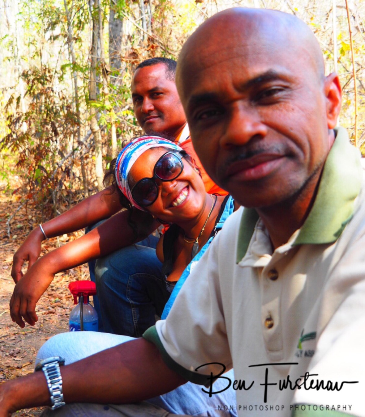 A peaceful break with Ninah Clara, and local tour guide Jean Claude Baptiste