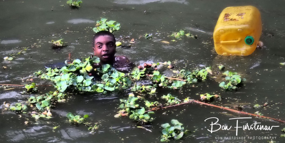 Local swimming with a plastic float
