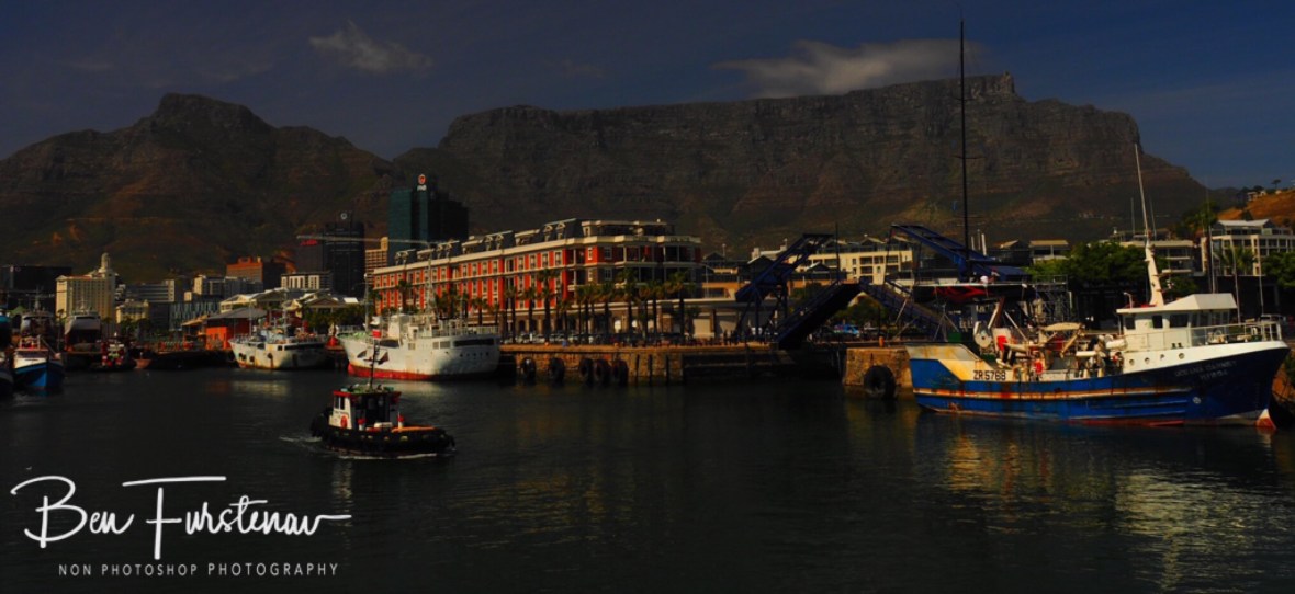 Overlooking Table Mountain from the waterfront 