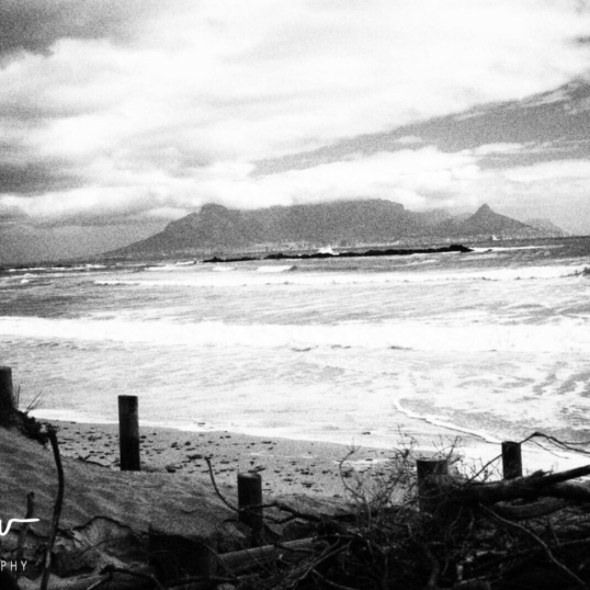 Black and white image over the bay, Cape Town