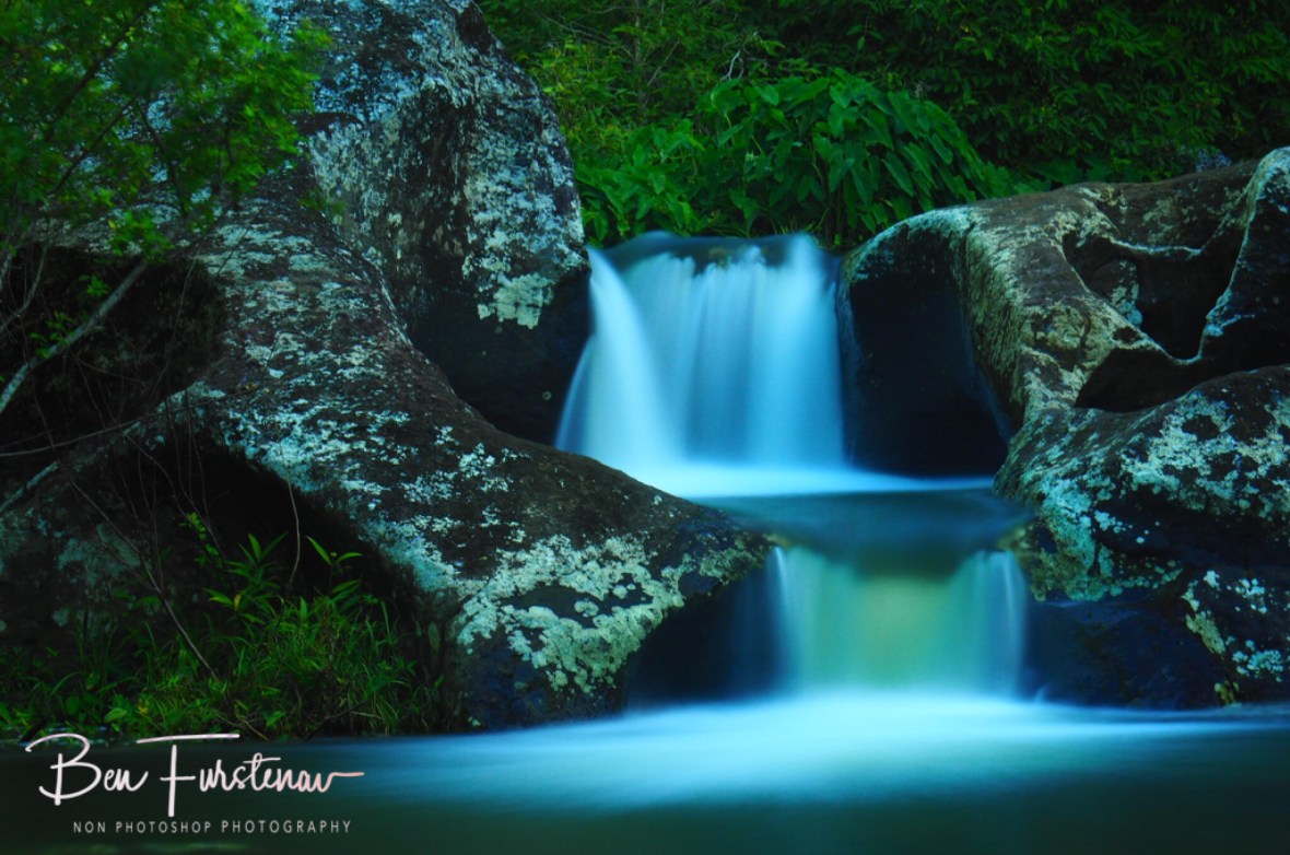 One of 7 colourful cascades along the Tamarin river, Black River National Park 