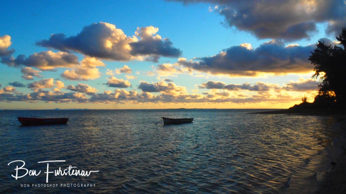 Idyllic sunset on Mauritius southern coast.
