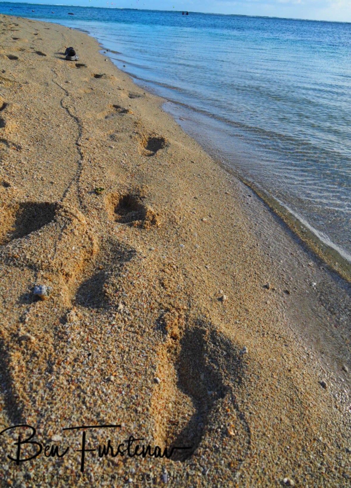 Footprints on the beach, West Coast, Mauritius 
