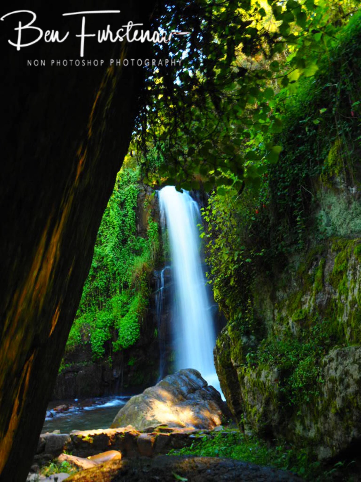 Horseshoe Falls behind the rock, Sabie