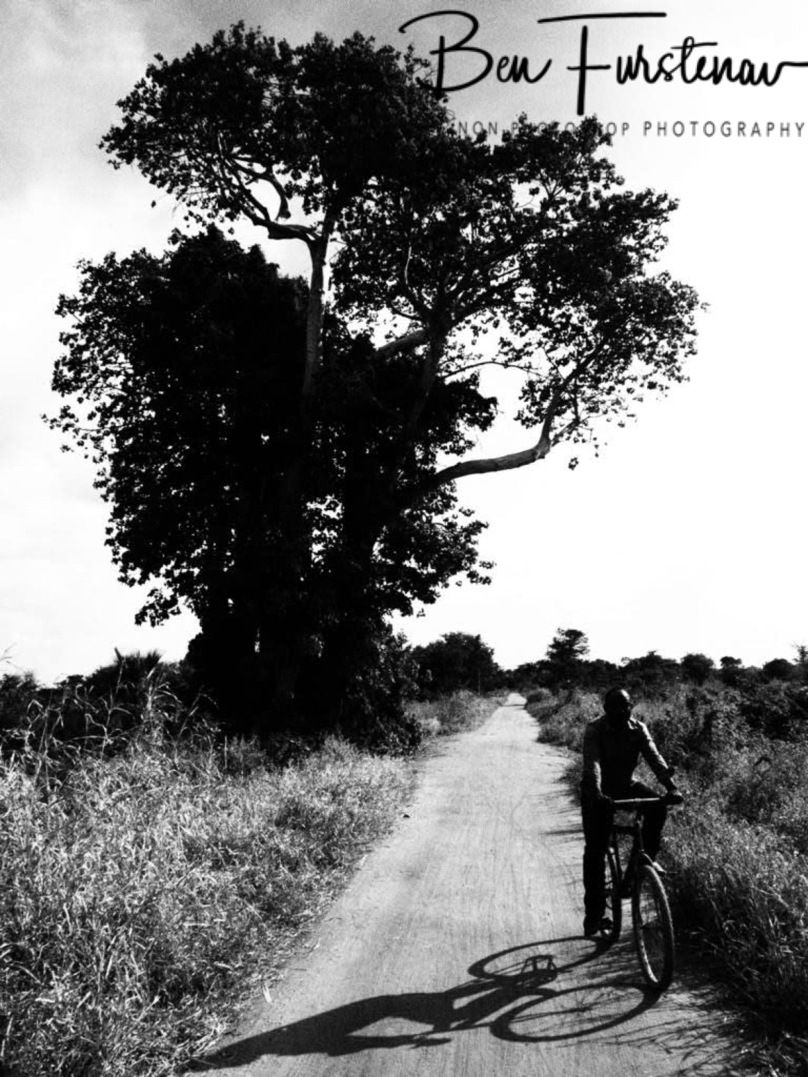 A lone cyclist on a dusty road, near Liwonde National Park, Malawi 