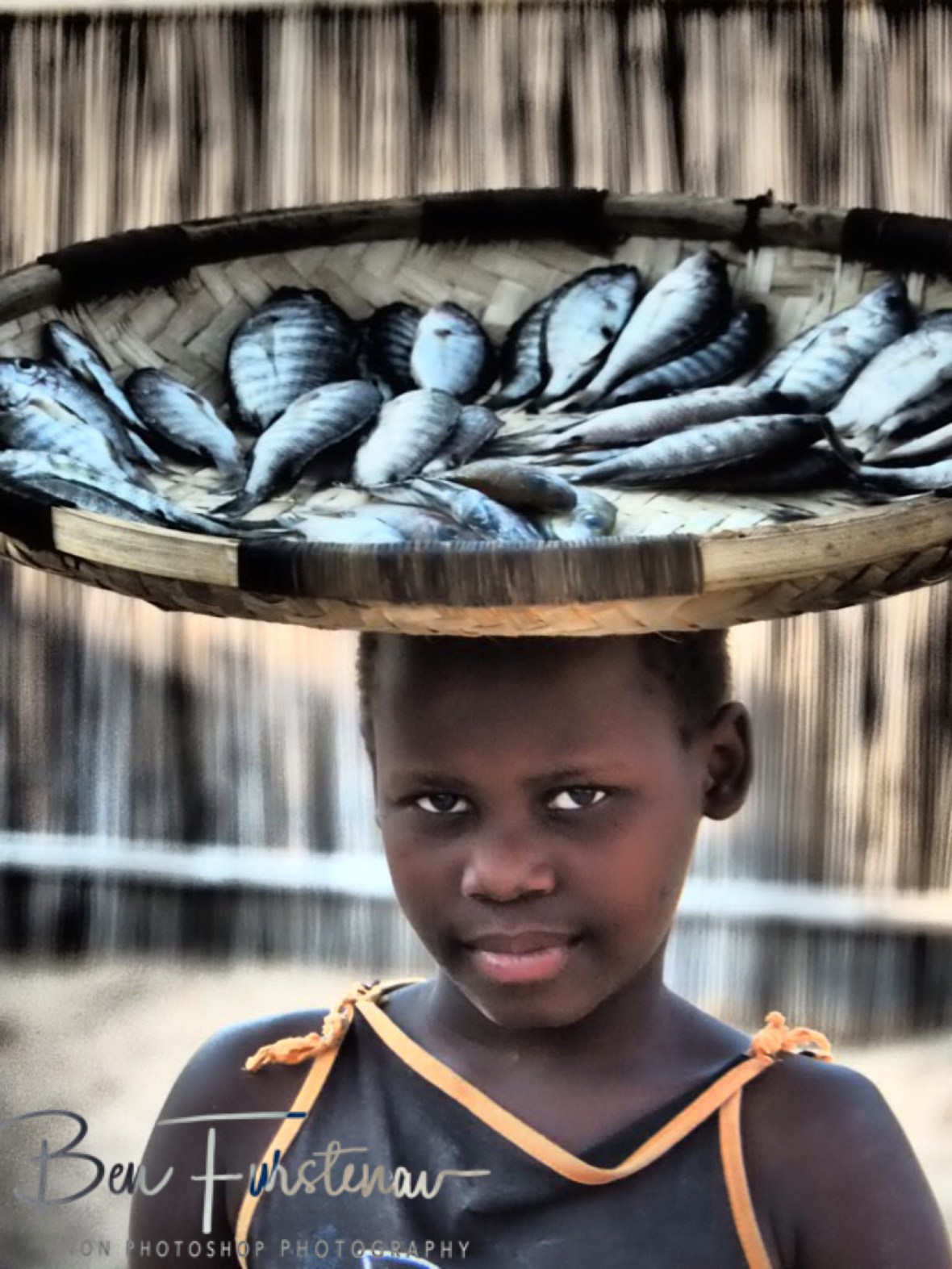 Selling small fish in Chembe, Cape Maclear, Lake Malawi, Malawi