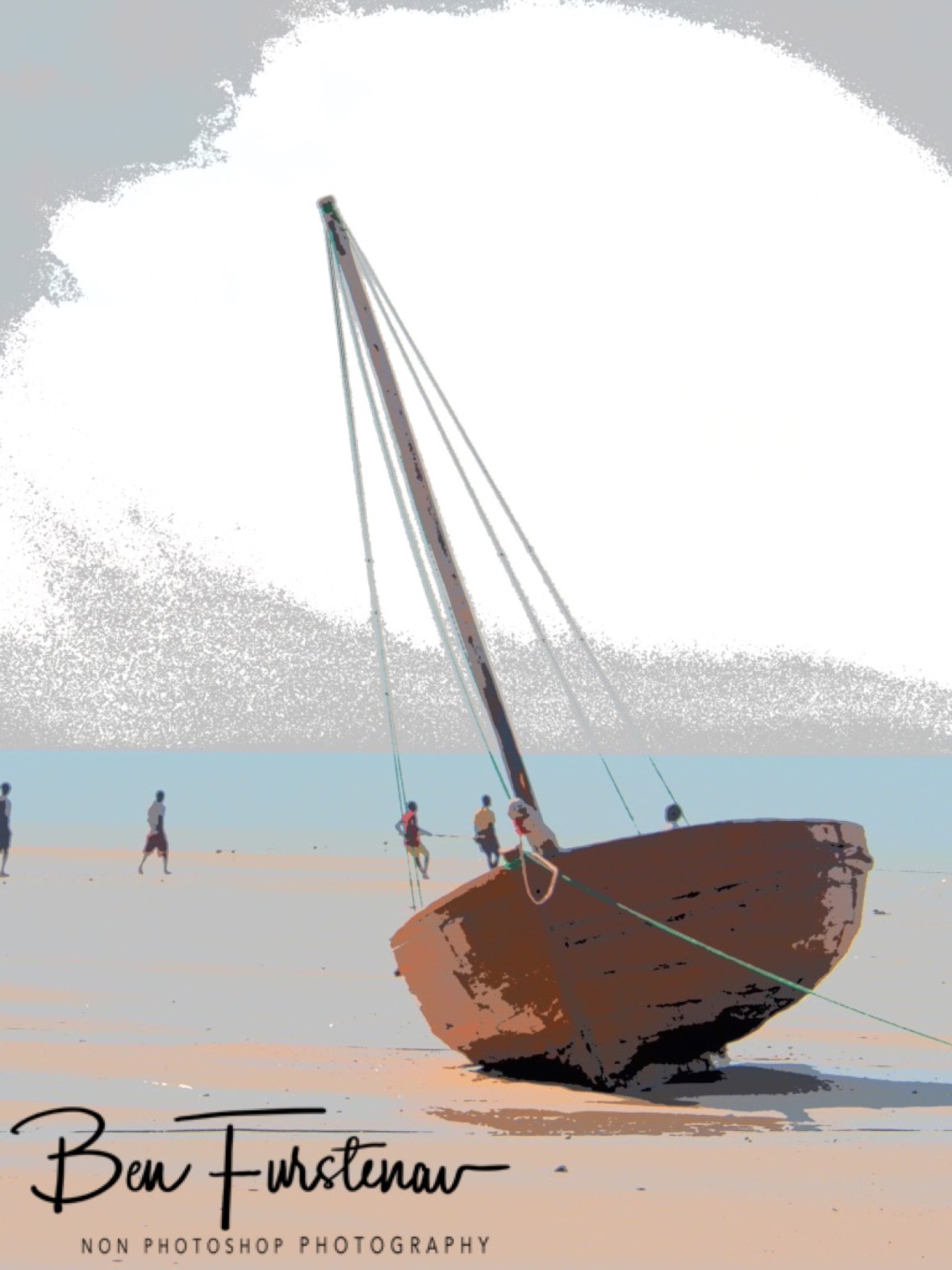 Fishermen and dhow painting, Vilankulo, Mozambique