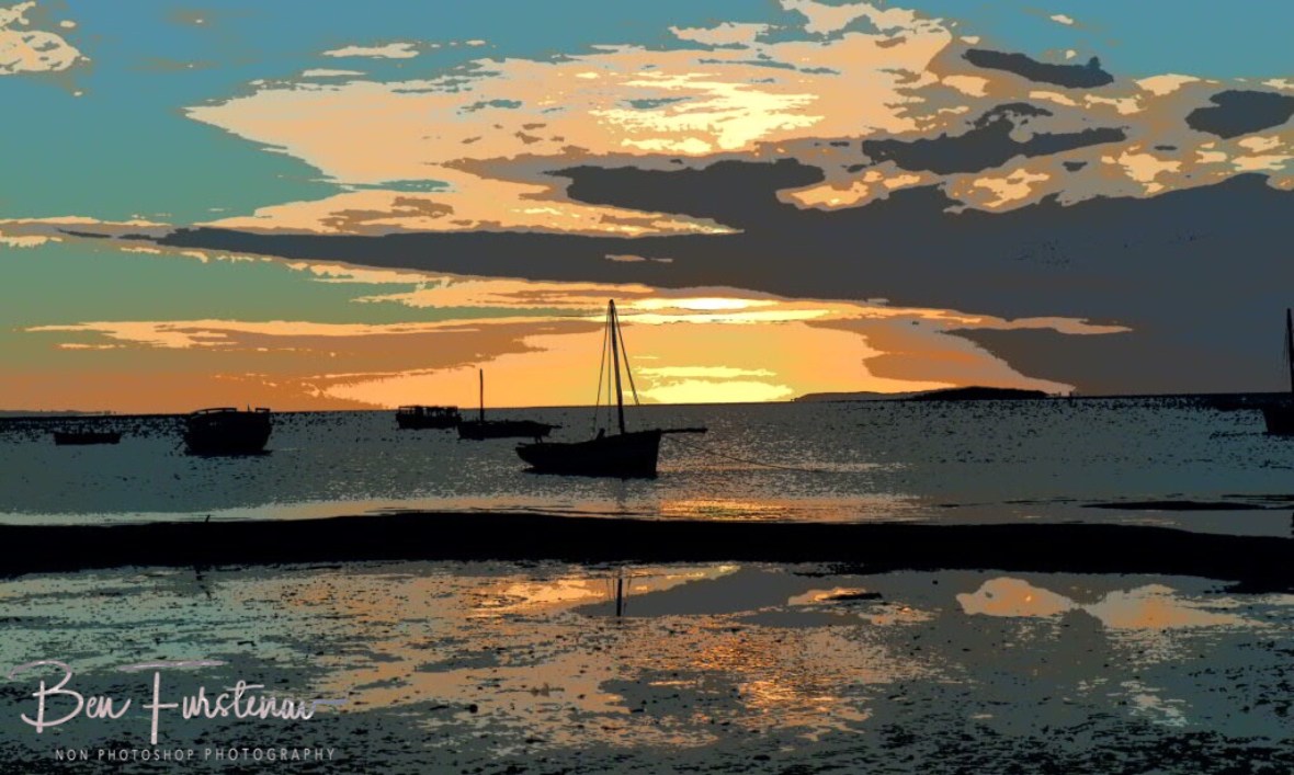 Dhow sunrise painting, Vilankulo, Mozambique