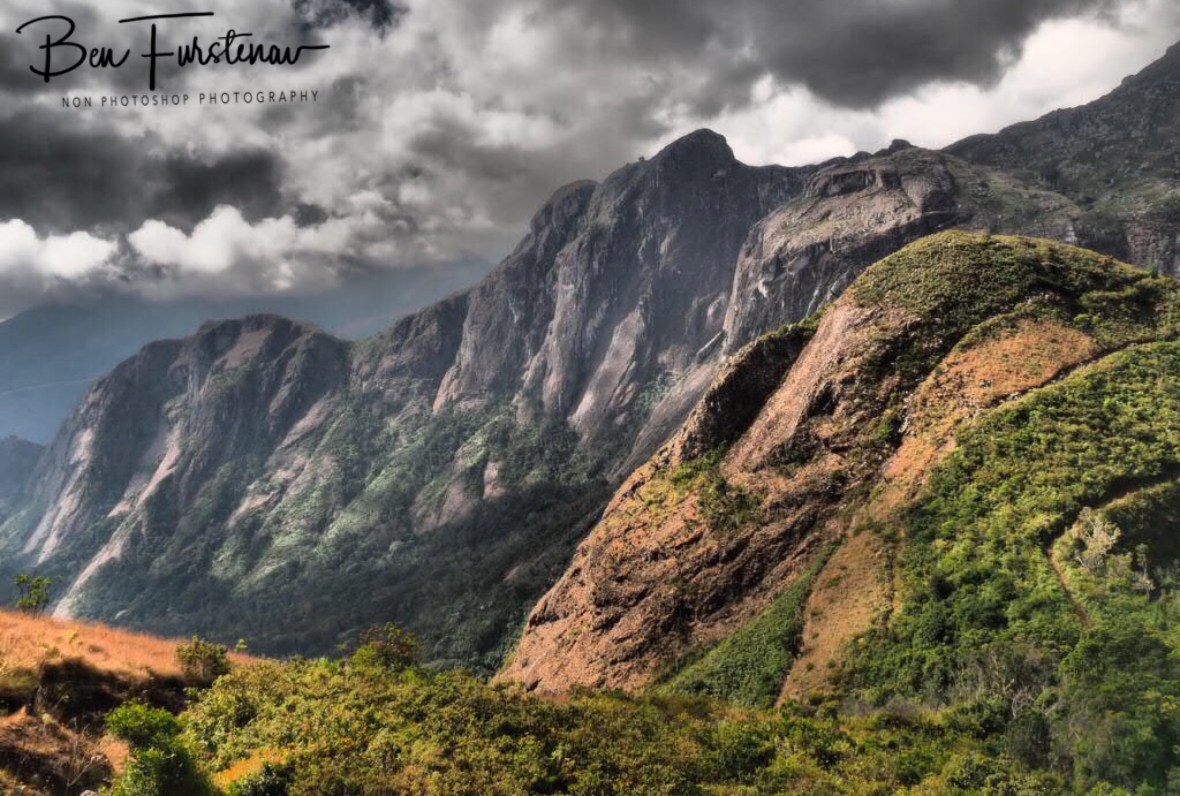 Looking towards Mt. Sapitwa covered in clouds, Mulanje Mountains, Malawi 