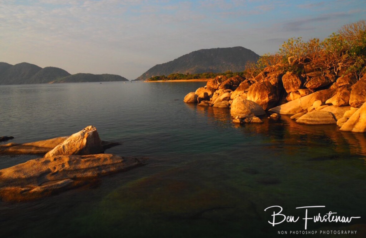 Calm waters towards Chembe from Otter point, Lake Malawi, Malawi