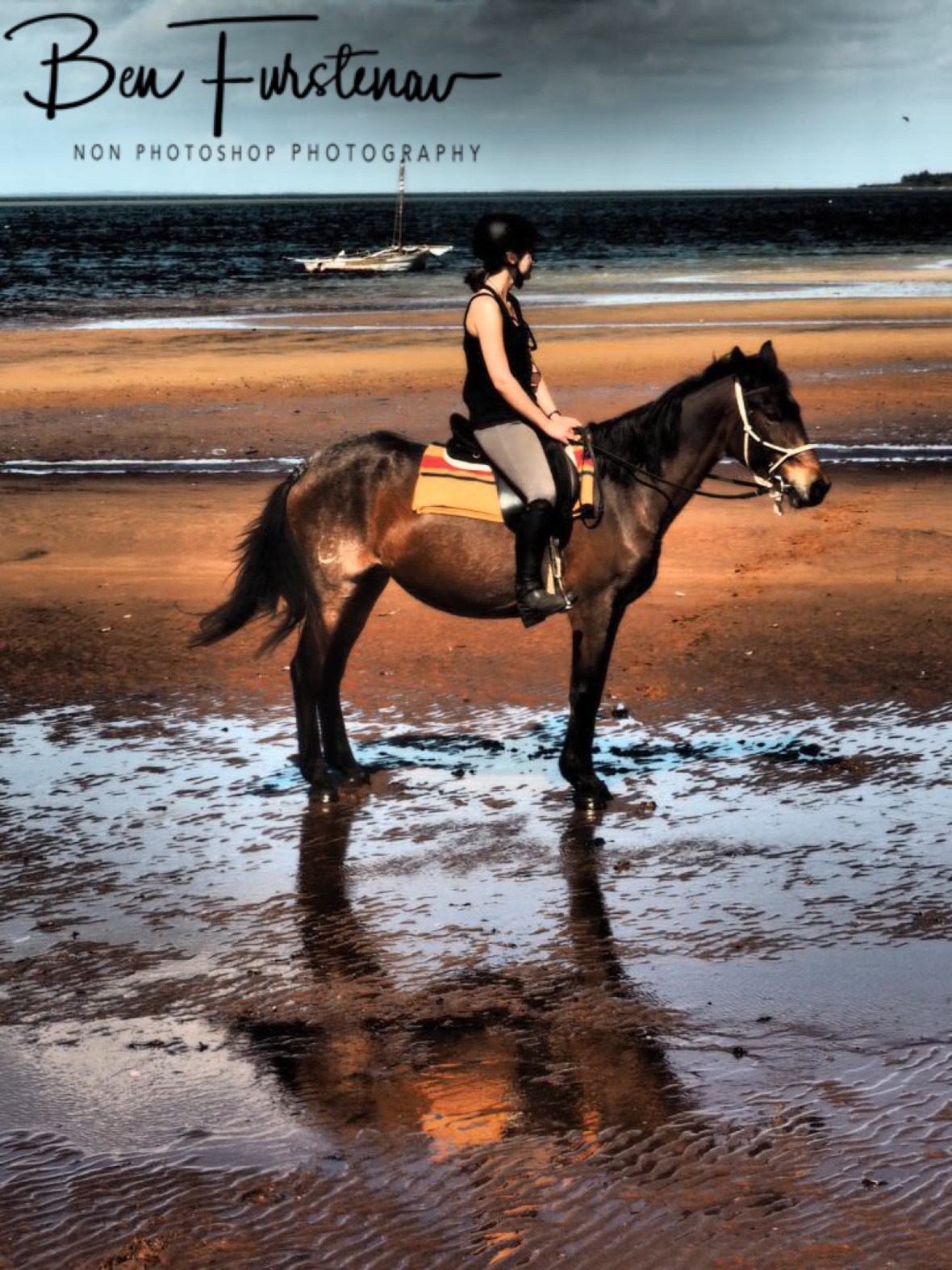 Horse and rider reflections, Vilankulo, Mozambique 