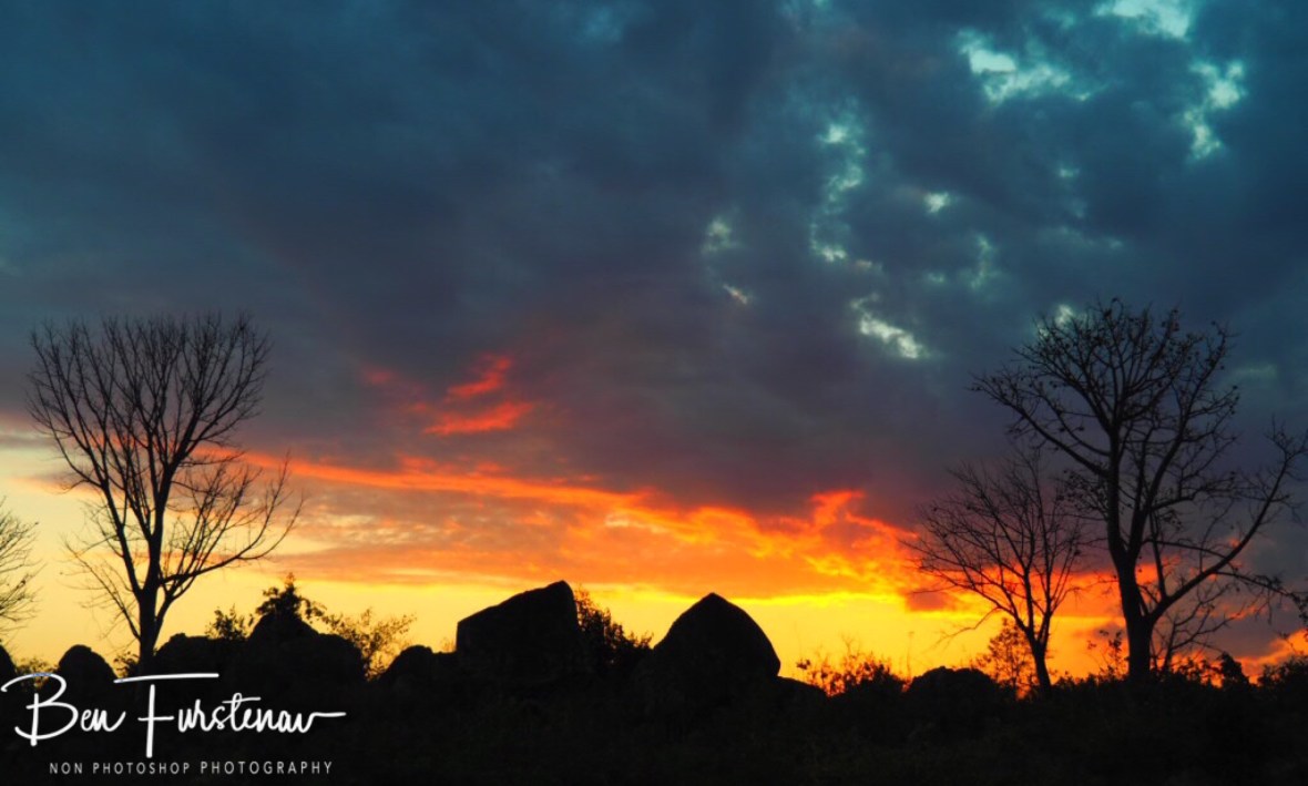 Colourful dramatic sunset, Mwanza Region, Malawi 