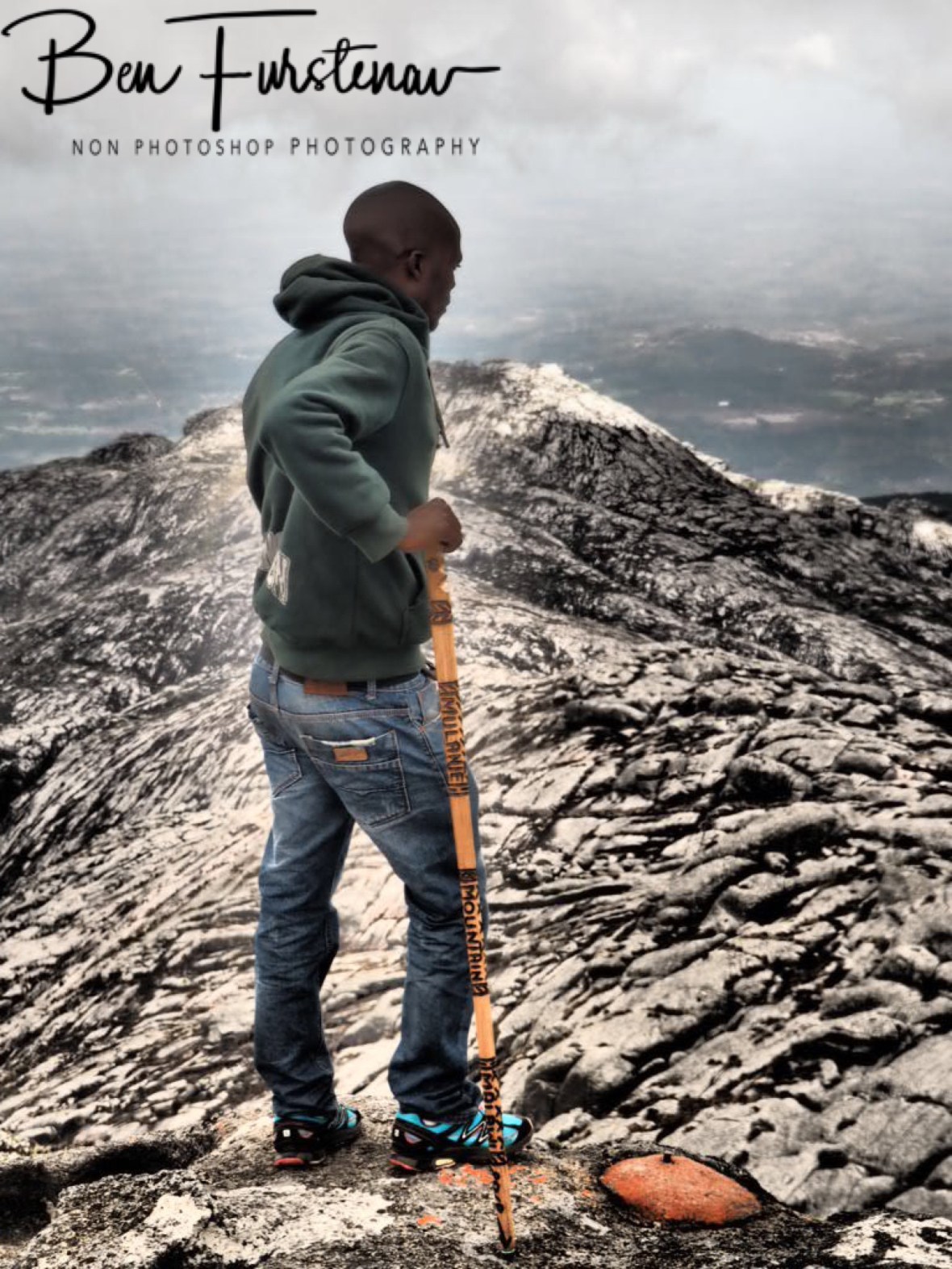 Nenani with magic stick, Mulanje Mountains, Malawi 