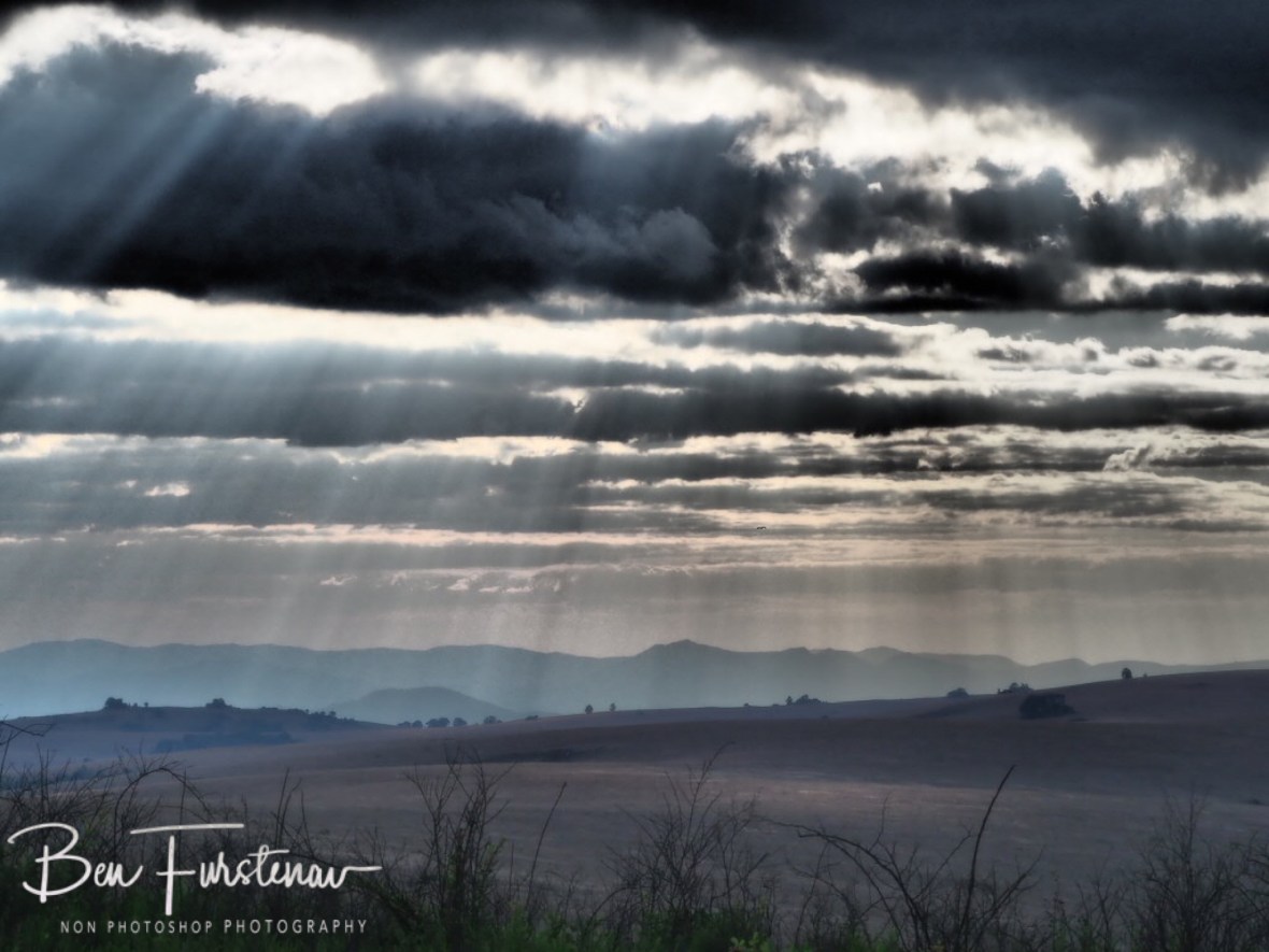 Sunrays through thick clouds at Nyika National Park, Malawi
