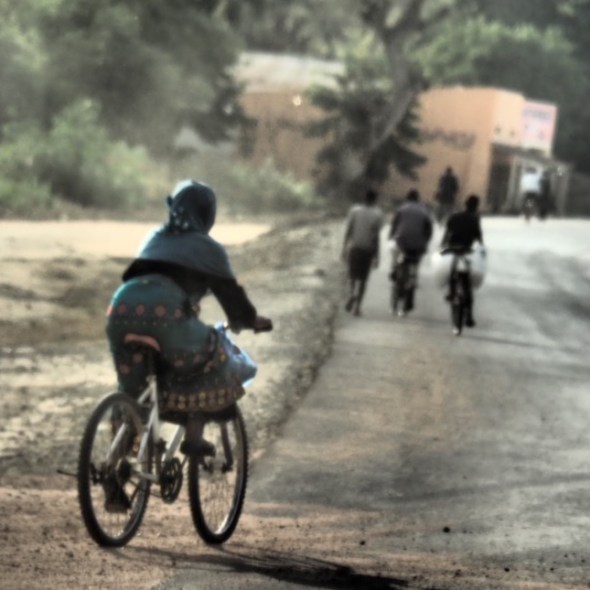Female mountain bike rider at Salima Region, Malawi