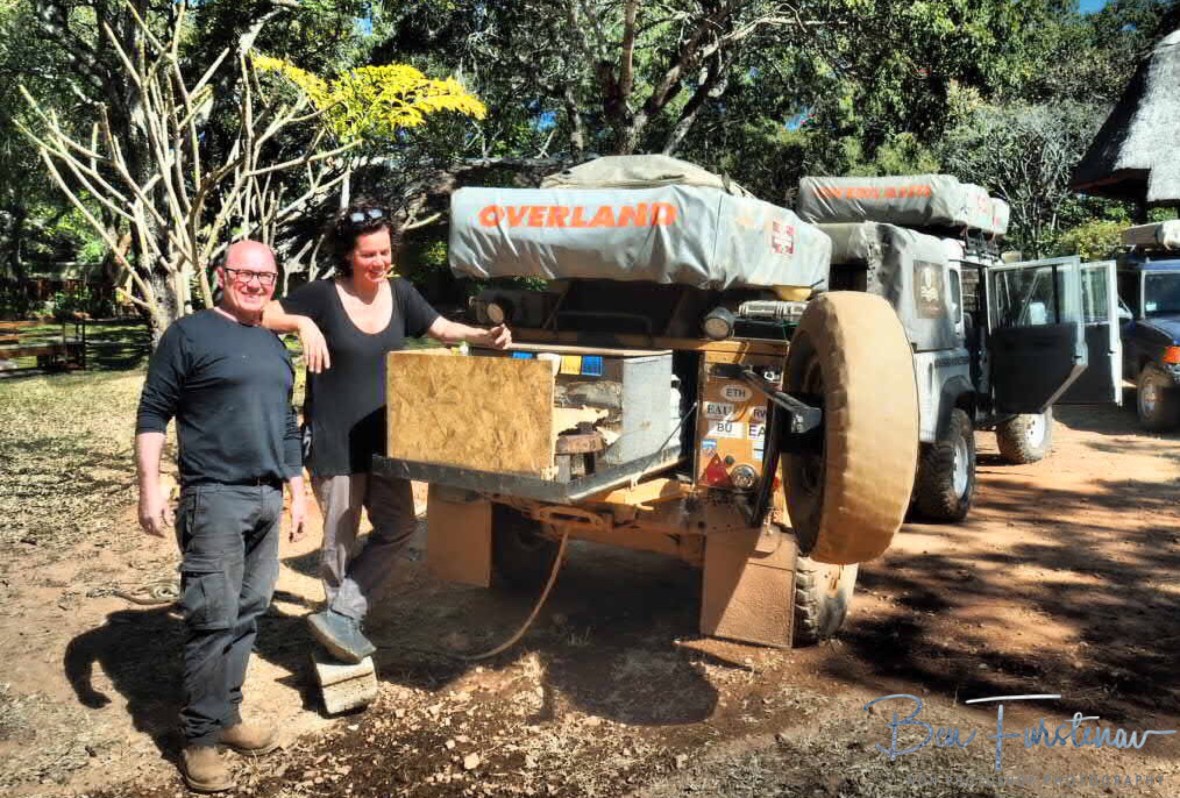 Claudio and Frederica with last preparations at Pioneer Camp, Lusaka, Zambia 