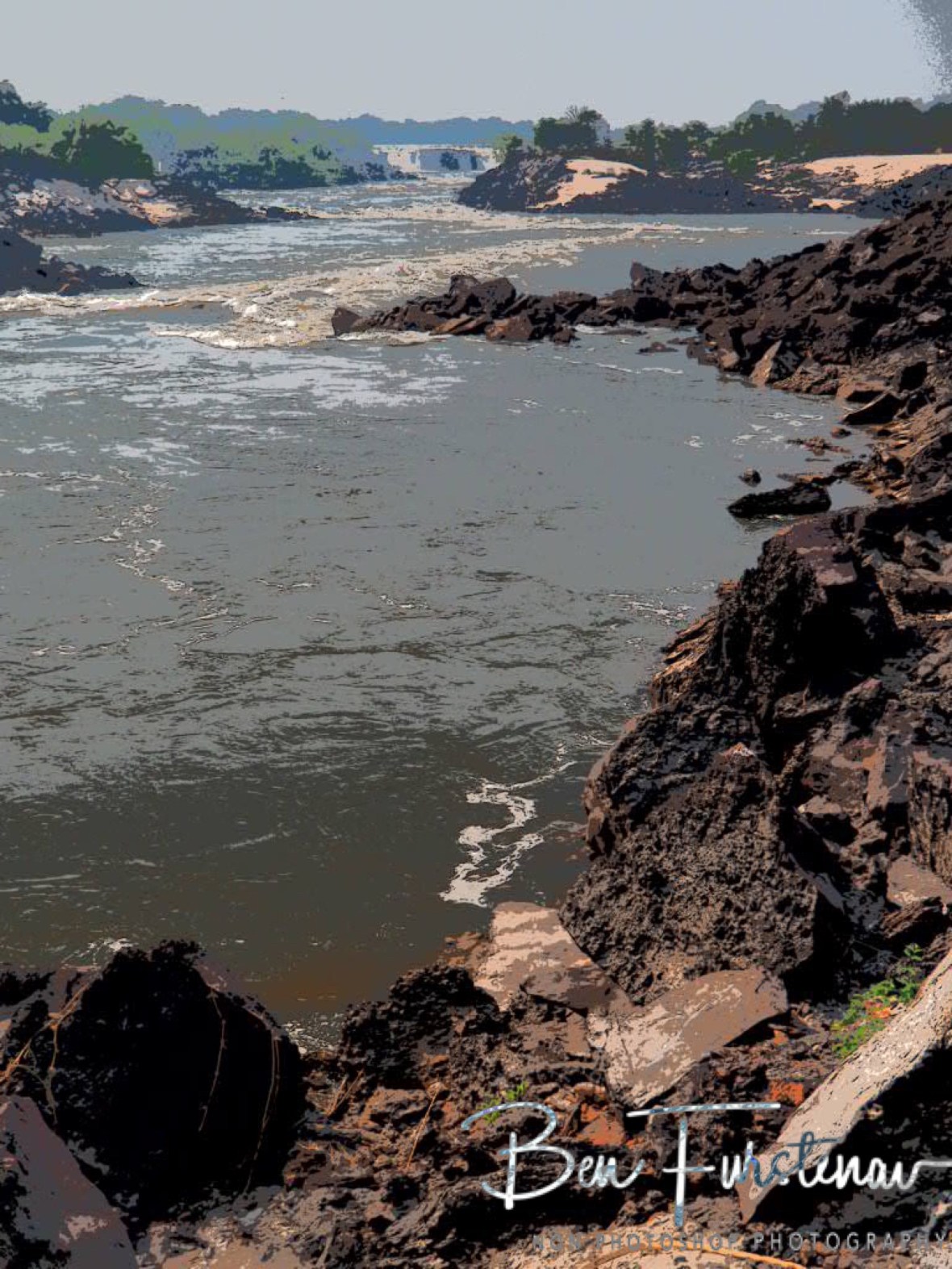 Cascades upstream, Sioma Falls, Zambia 