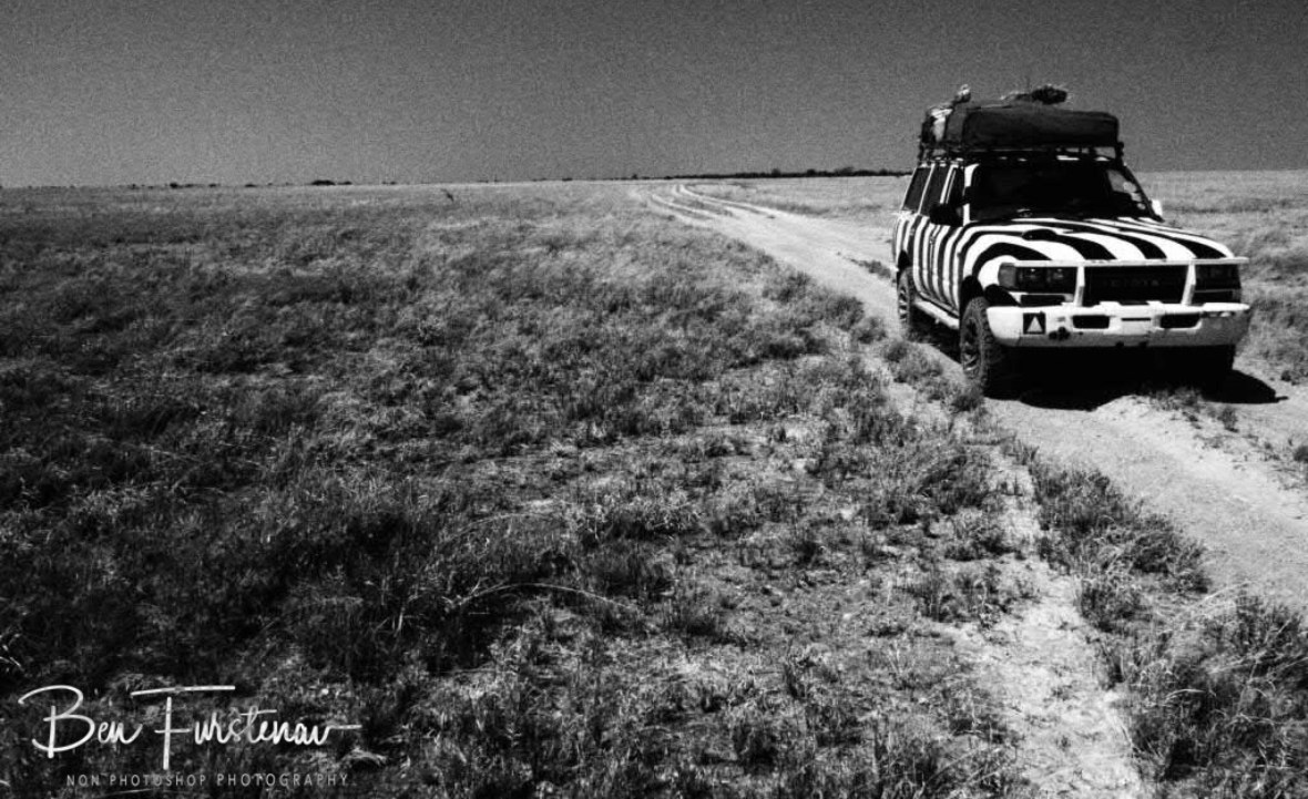 Slow going along Makgadikgadi Salt Pans, Botswana 
