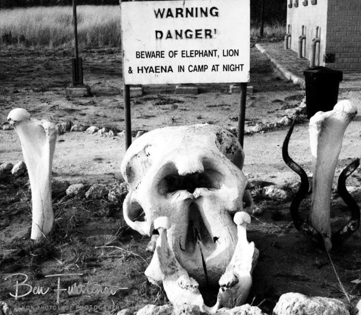 Warning signs at Khaudum National Park, Namibia