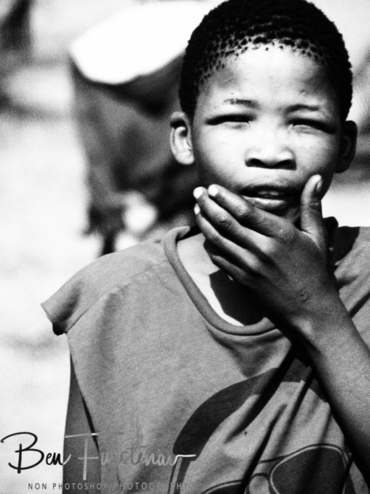 Confused San boy?, Kalahari desert, Botswana 