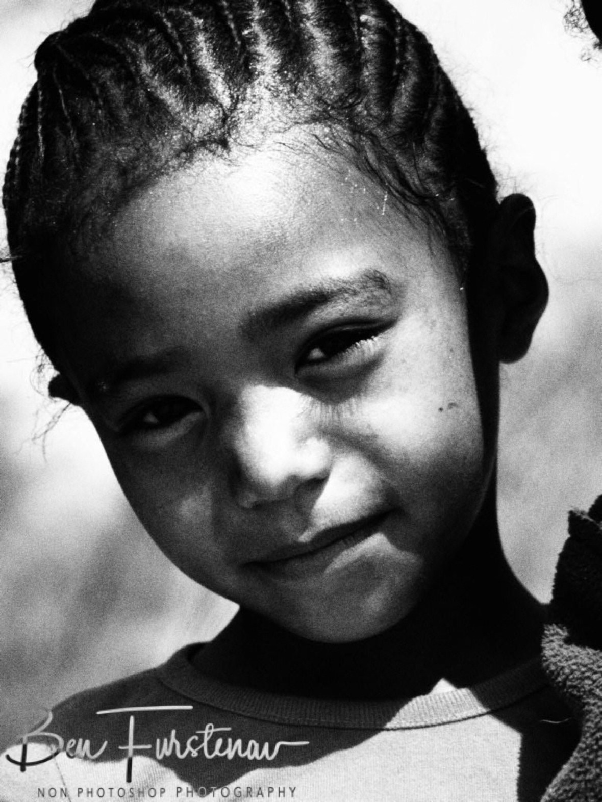 Perfect pose, neck slightly tilted and innocent smile, Kalahari desert, Botswana