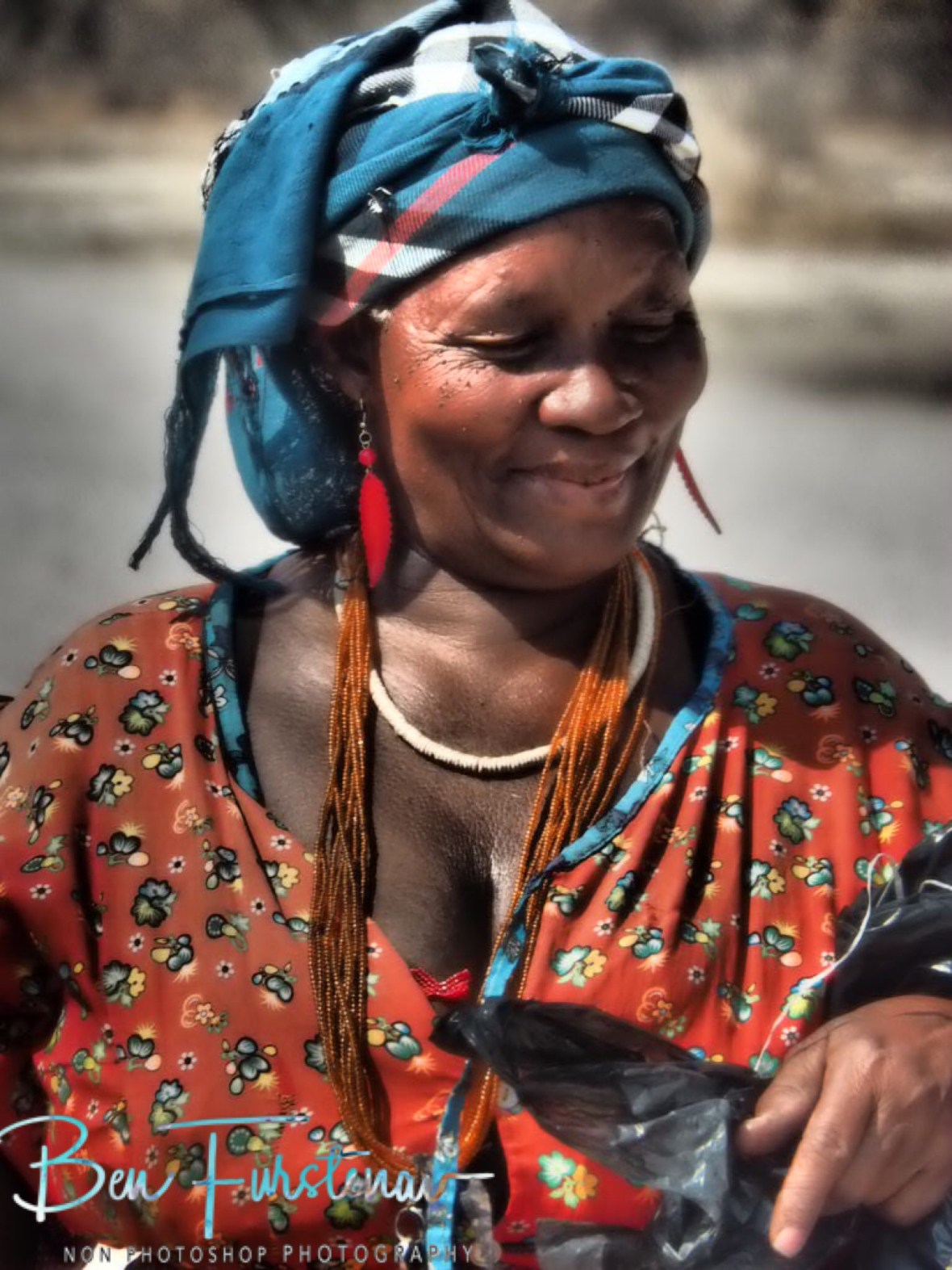 Selling jewellery, Kalahari desert, Botswana 