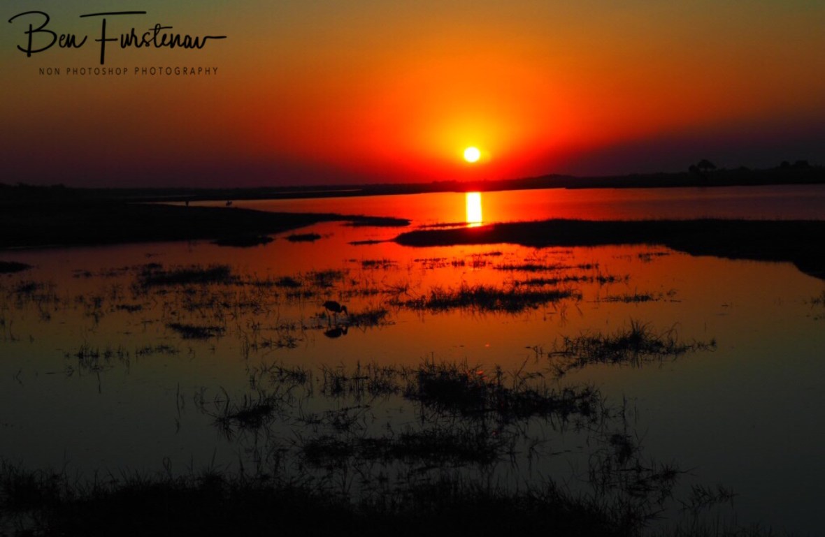 Orange sunset over the Chobe River, Chobe National Park, Botswana