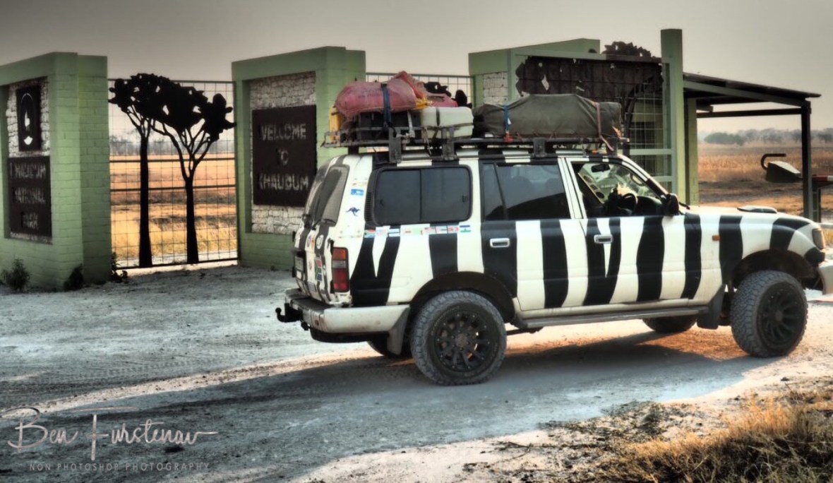 Arriving at Khaudum National Park, Namibia
