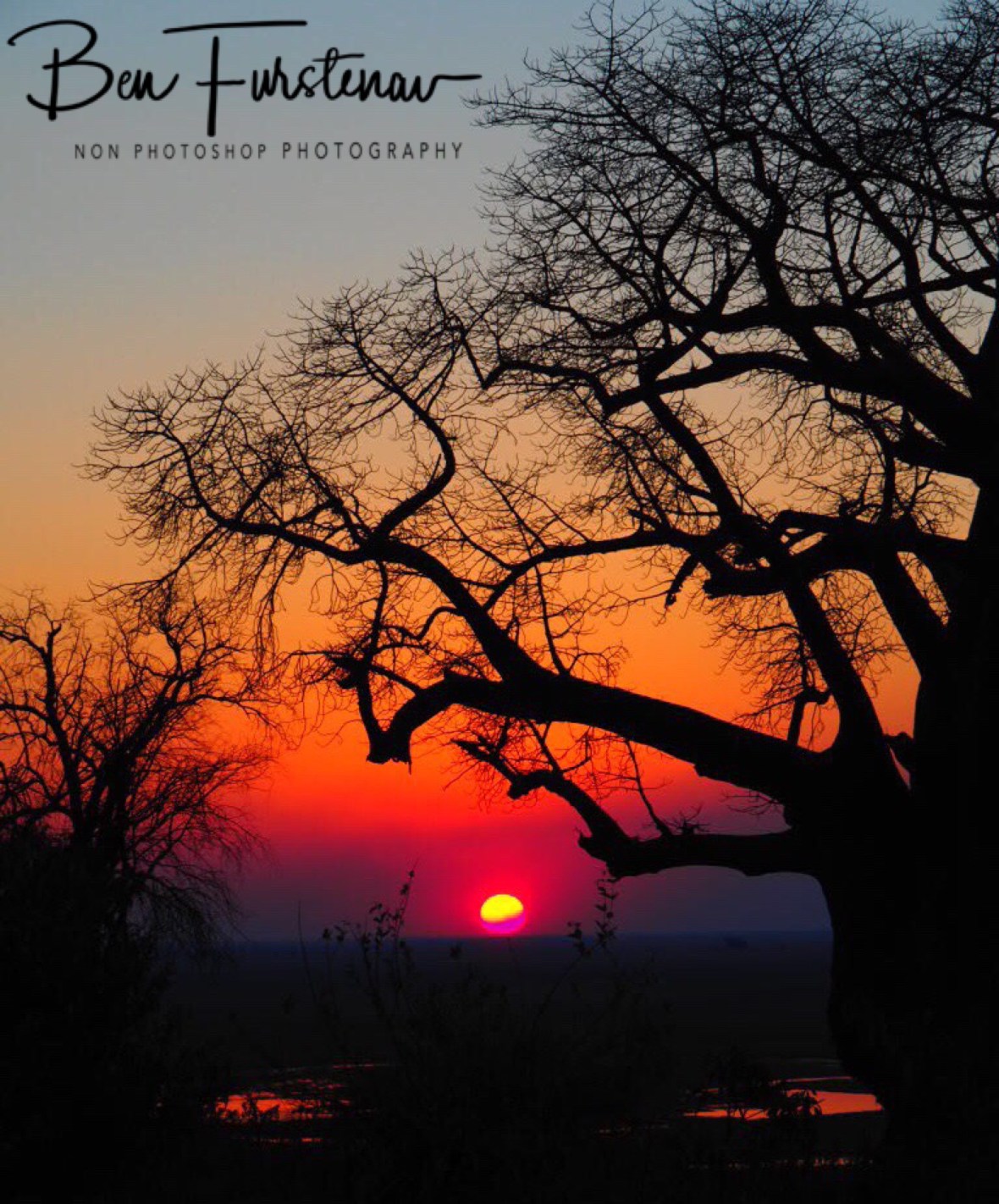 Sunset at his lowest, Okavango Delta, Botswana