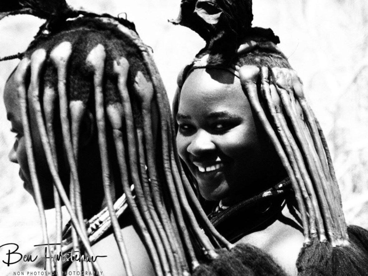 Happy about food drop off, Omusaona Himba Village, Kamanjab, Namibia