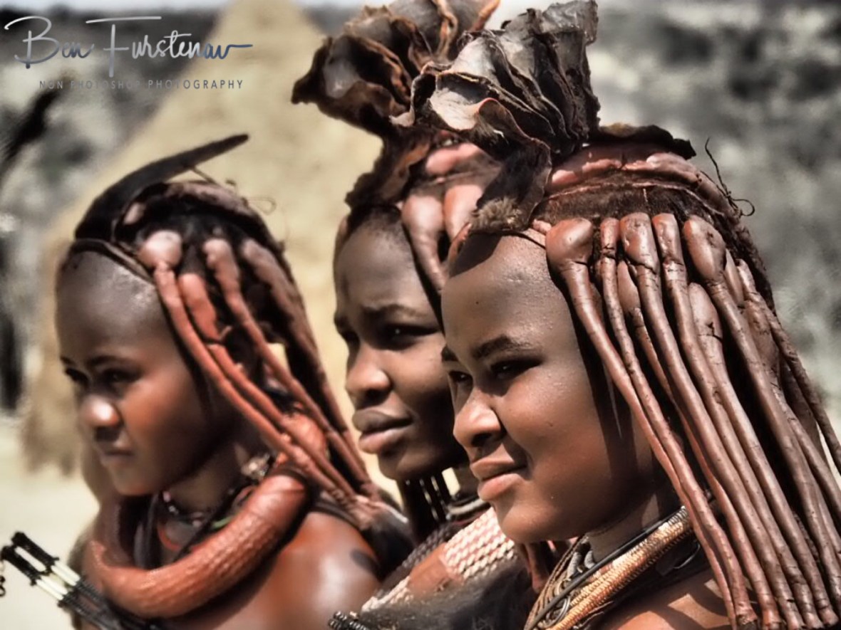 Himba welcome, Omusaona Himba Village, Kamanjab, Namibia