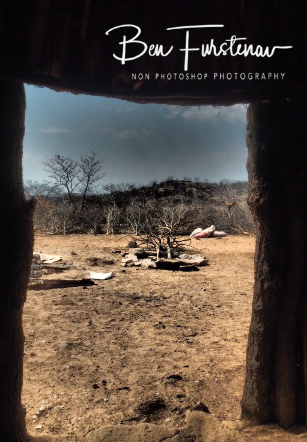 The view from the chiefs hut over to the kraal, Omusaona Himba Village, Kamanjab, Namibia