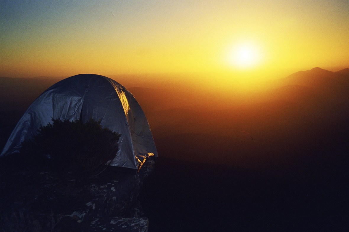 Camping on mountain peaks proved tricky due to high winds, the views were stunning though, Flinders Range National Park, Western Australia, Australia