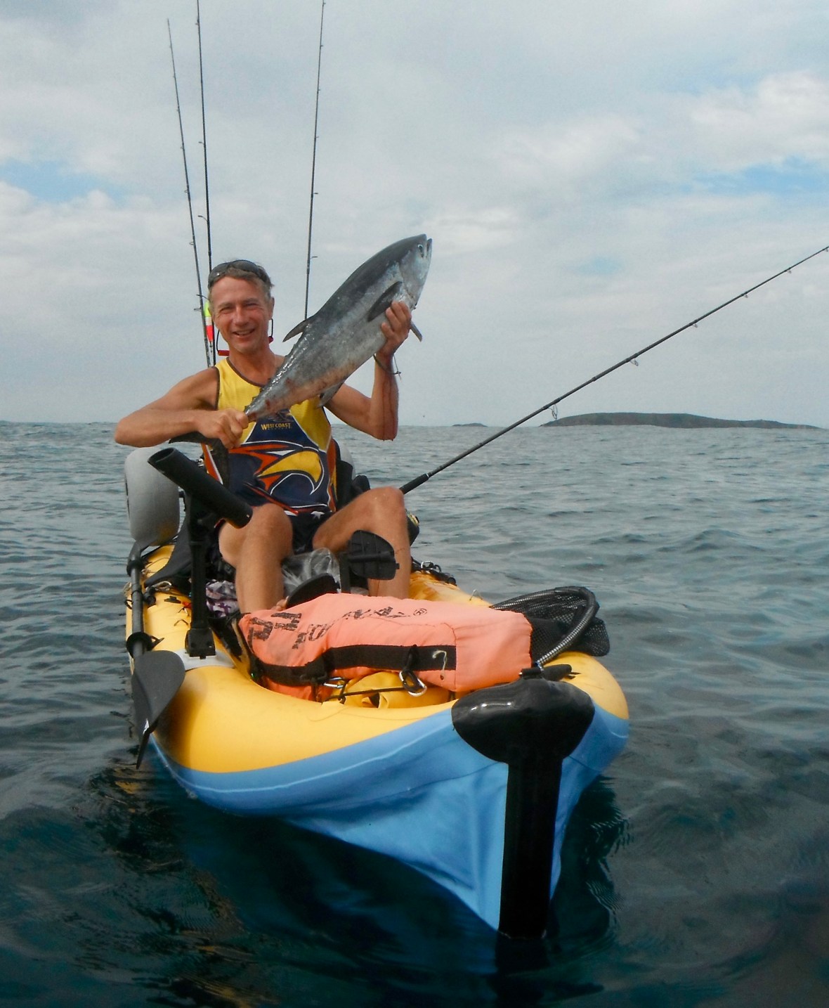 Happy fisherben, Diggers Beach, New South Wales, Australia