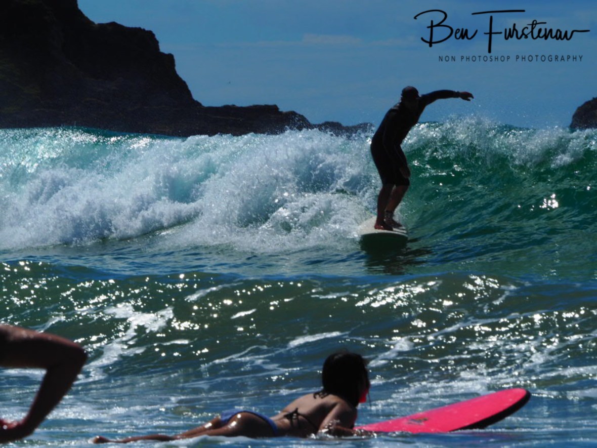 Surf traffic at Diggers Beach, New South Wales, Australia