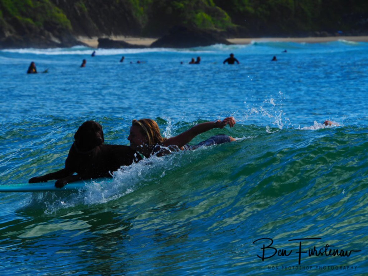 Lillie and Ruby enjoying the ride at Diggers Beach, New South Wales, Australia 