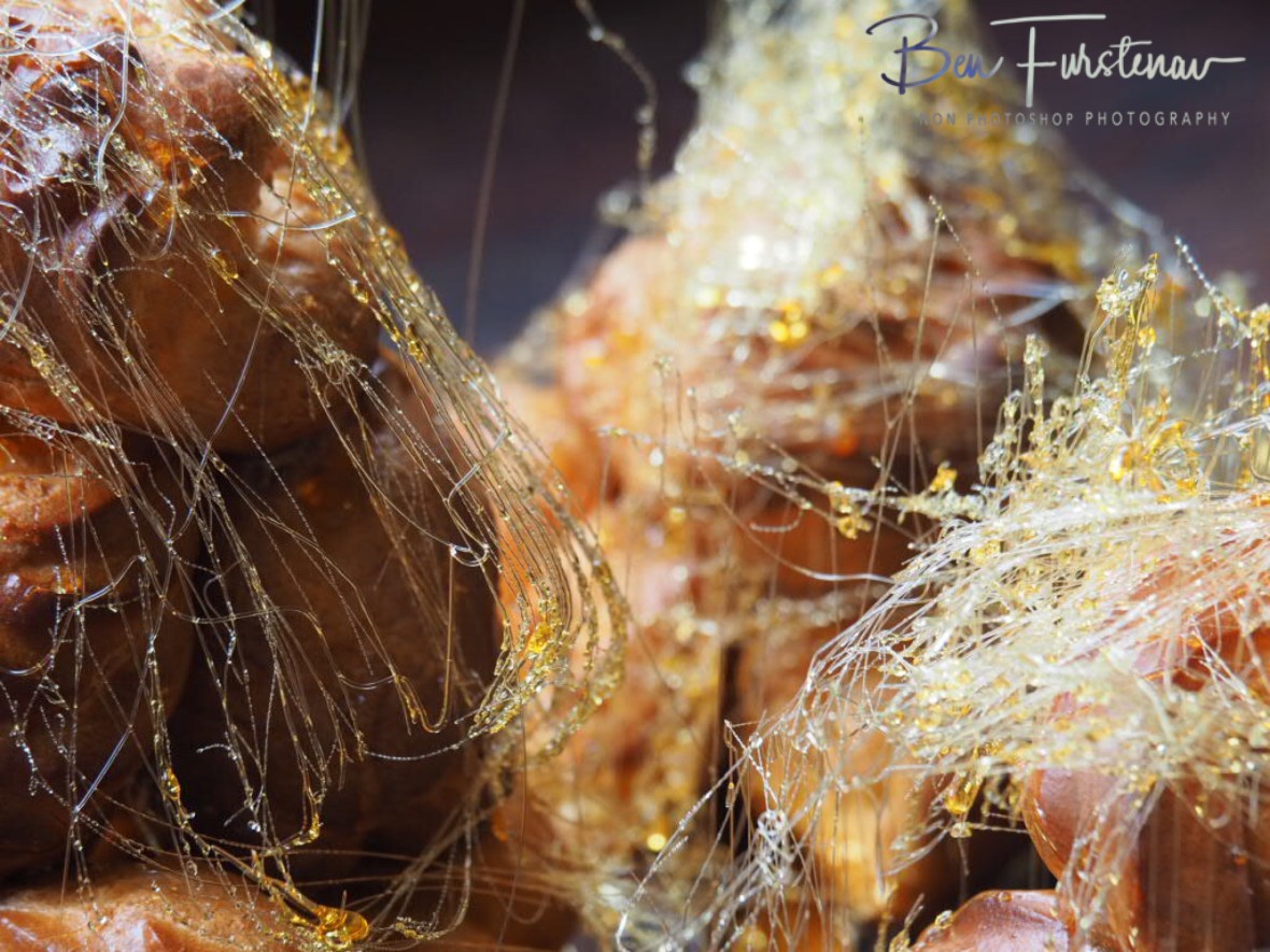 Croquembouche and their sugar garnish at Harvest Cafe Newrybar, New South Wales, Australia
