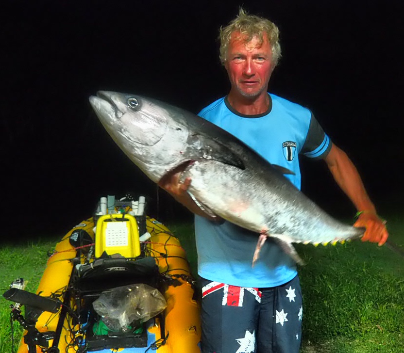 A very heavy Longtail Tuna at Diggers Beach, New South Wales, Australia 