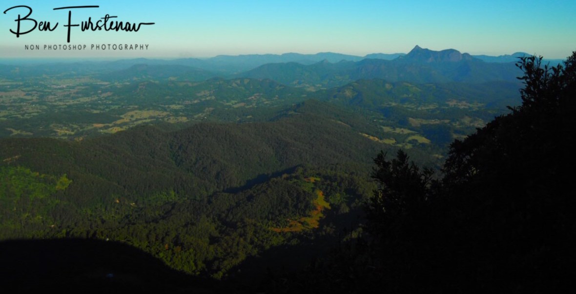 Mountains and valleys over the Scenic Rim from Springbrook National Park, Queensland, Australia 