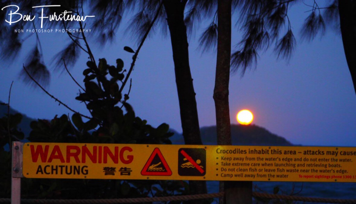 Multi lingo warning signs at South Mission Beach, Queensland, Australia 