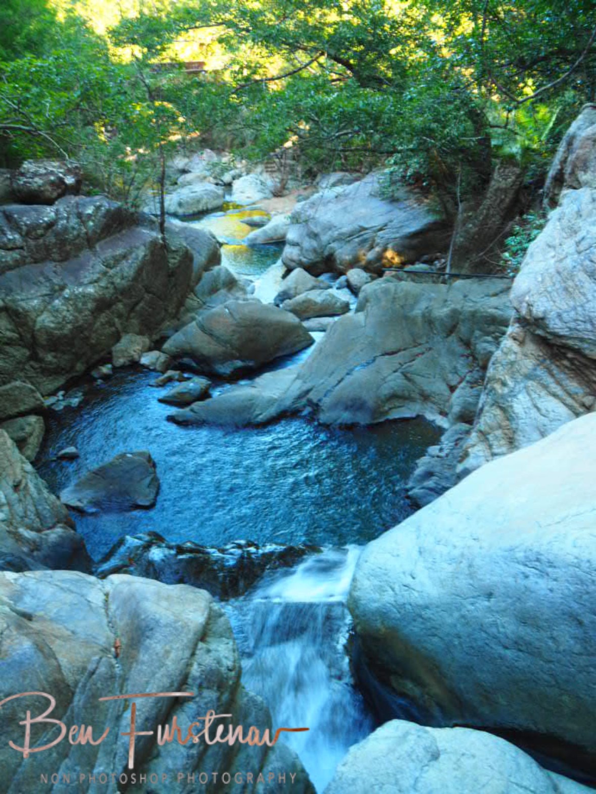 Looking downstream towards the bridge at Little Crystal Creek, Northern Queensland, Australia 