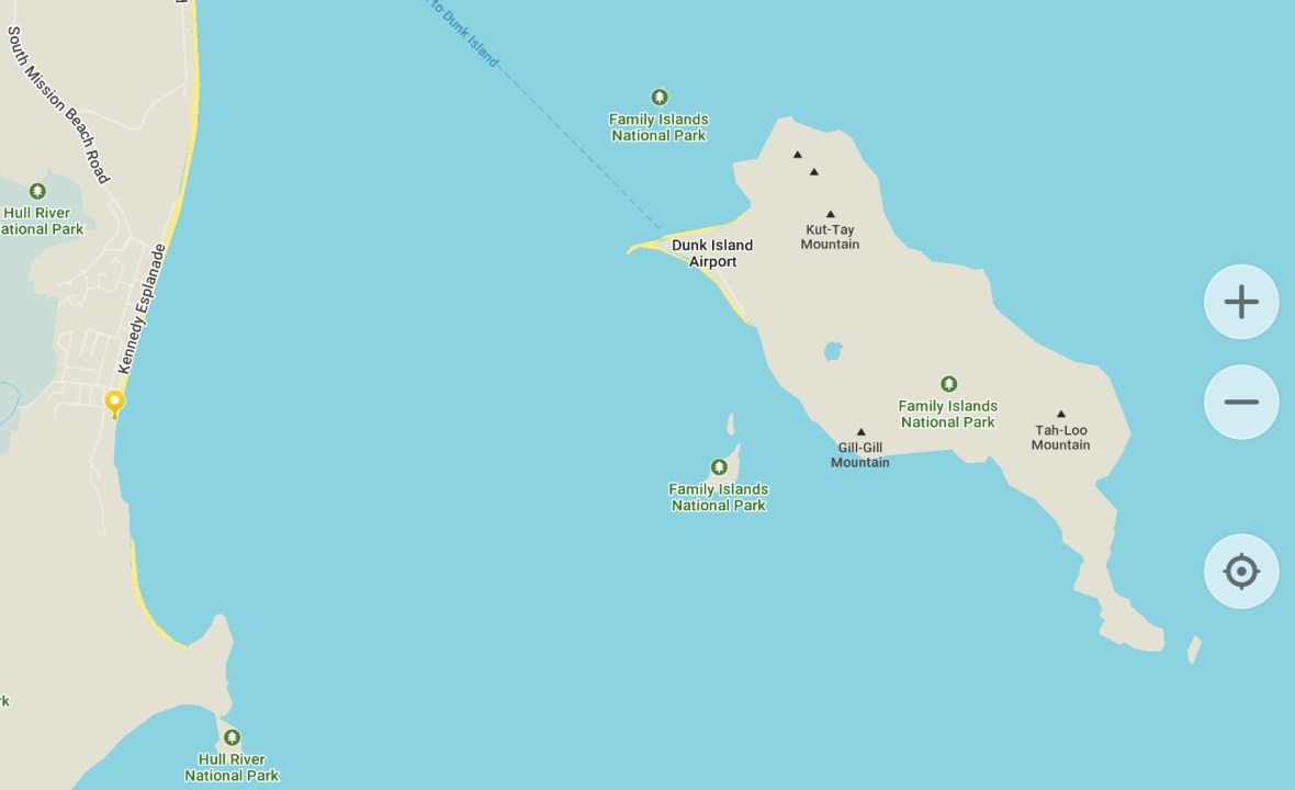 Route map to Dunk Island from Mission Beach, Tropical Queensland, Australia 
